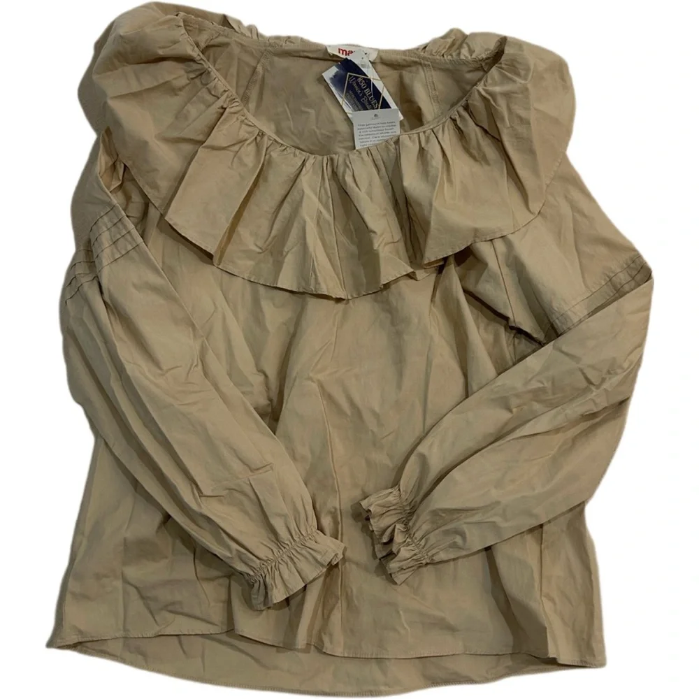 Tan Ruffled Women's Top - Picture 1 of 4